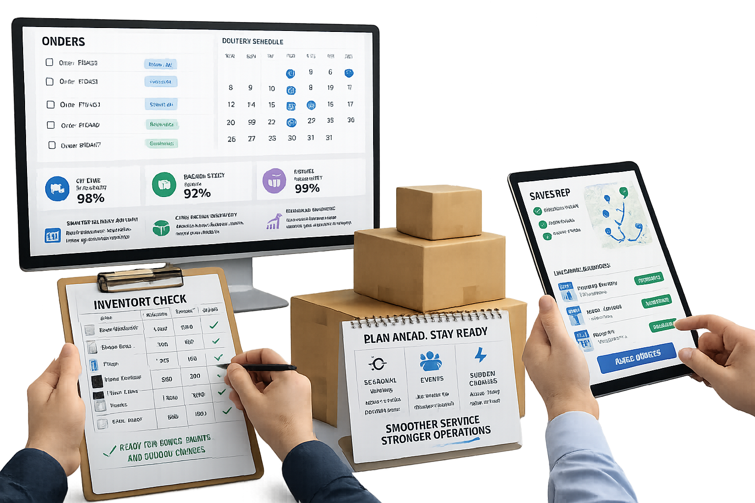 Backup stock planning and delivery cadence for high-demand facilities